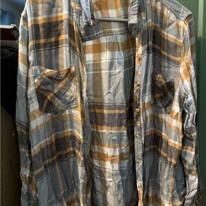 Maurices Blue and Gold Plaid Shirt